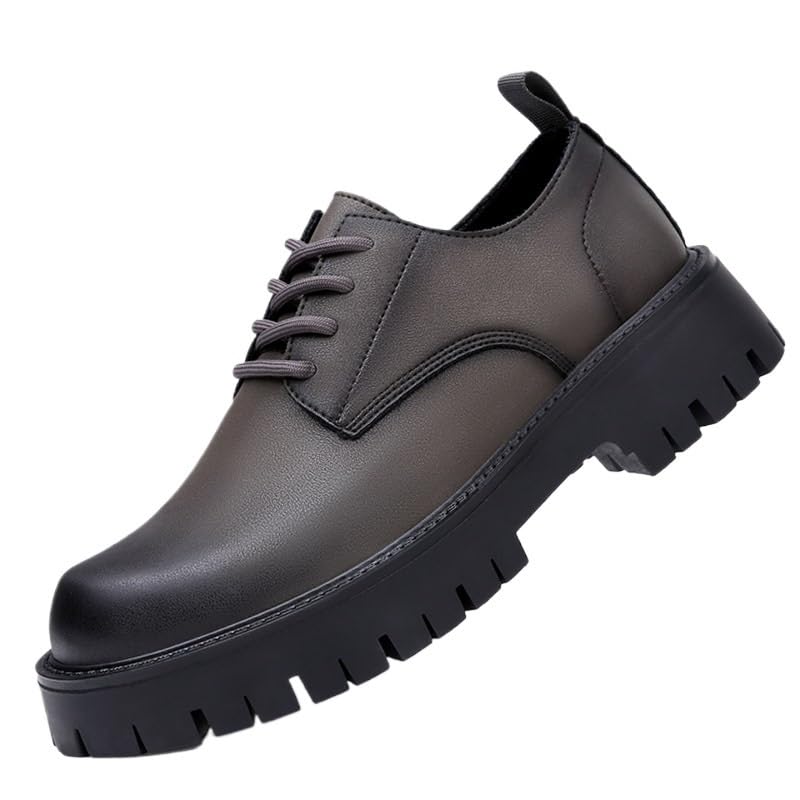 Men's Oxford Shoes Business Casual Shoes Leather Loafers Classic Round Toe Lace Up Lug Sole Soft Bottom Business Work Dress Shoes