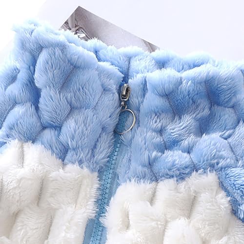 Baby Boys Girls Fleece Jacket 𝗖olor Block Windproof Stand Collar Zip Outerwear Warm Oversize Coat with Pocket3