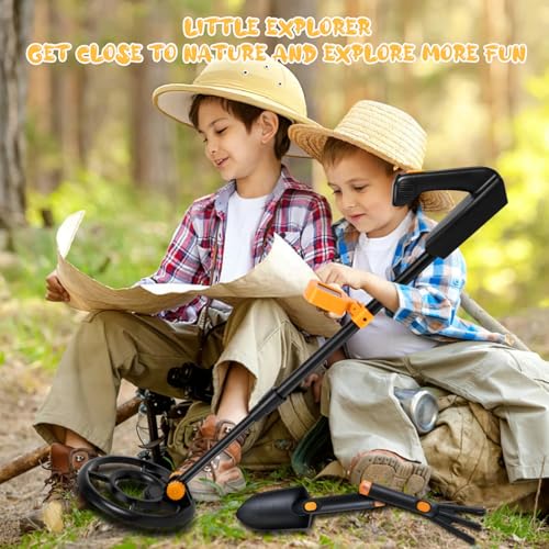 Metal Detector for Kids, IP68 Waterproof Kids Metal Detector Professional High Accuracy with LCD Display, Adjustable Metal Detector Toys for Kids Boys Girls Lightweight Gold Detector (Orange) - Thumbnail 7