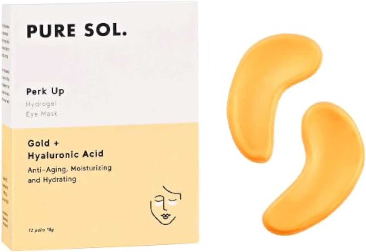 pureSOL Hydrogel Gold Under Eye Mask - Hyaluronic Acid, Retinol - Anti-aging, Moisturizing and Hydrating - 12 Pairs | Eye Patches for Puffy eyes, Dark Circles - Gifts for Women. Gifts for Mom