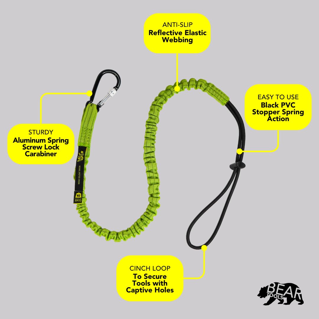 BearTOOLS - Cordón de seguridad con cierre de rosca, color verde