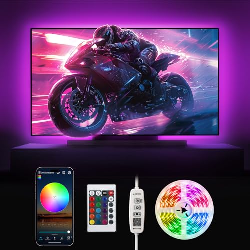 Beaeet TV Led Lights, 3M USB Led TV Backlights for 32-60 inch TV, RGB Music Sync Colour Changing Strip Lights for TV/Computer Monitor with App & Remote Control for Home Decorations