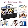 Art Craft Storage Tote Bag, Desktop File Folder Tote Storage Organizer with Multiple Pockets, Oxford Fabric Foldable Art Supplies Carrying Bag Case for Art, Craft, Scrapbooking Office Storage (Black) #3