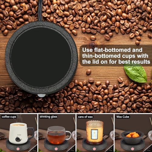 Mug Warmer,Coffee Warmer for Desk Candle Warmer,Safely Releases Scents Without a Flame,Electric Beverage Warmer Plate for Heating Coffee, Beverage, Milk and Tea(Black-No Cup) - Thumbnail 5