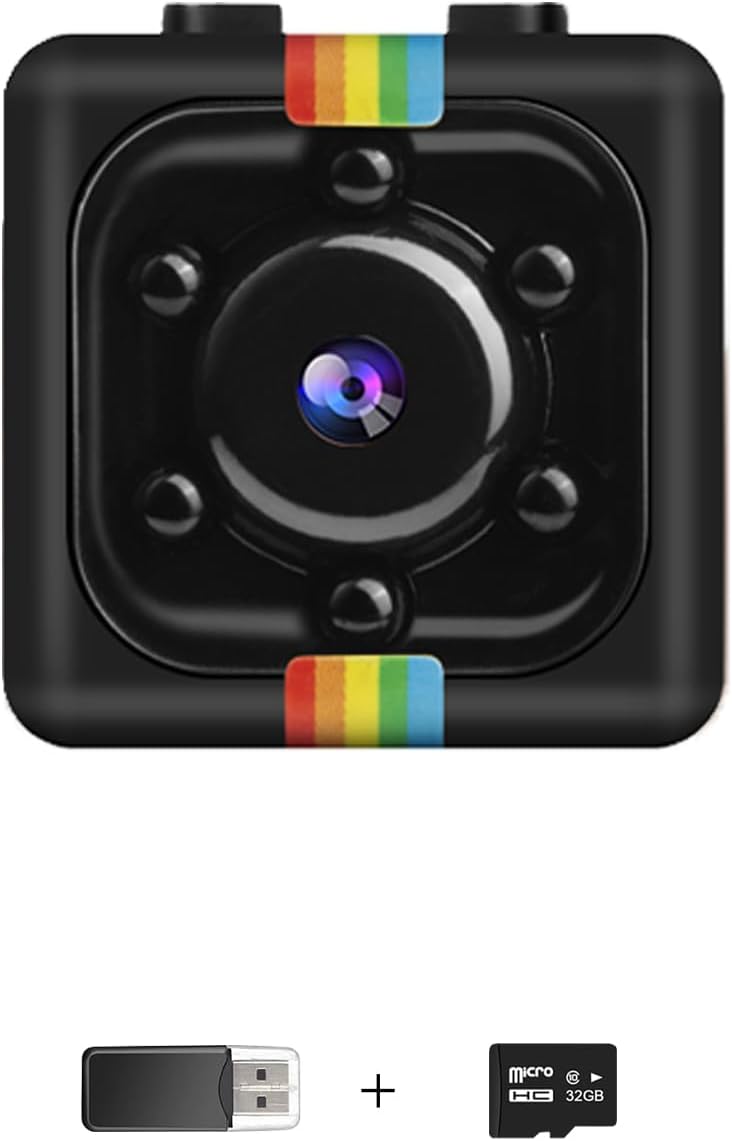 No WiFi Security Camera, Spy Camera, Built-in 32GB TF Card, 1080P Video, 12MP Photoshoot,140° Wide Angle, 360° Rotating Bracket, Mini Cameras for Home/Indoor/Outdoor Security