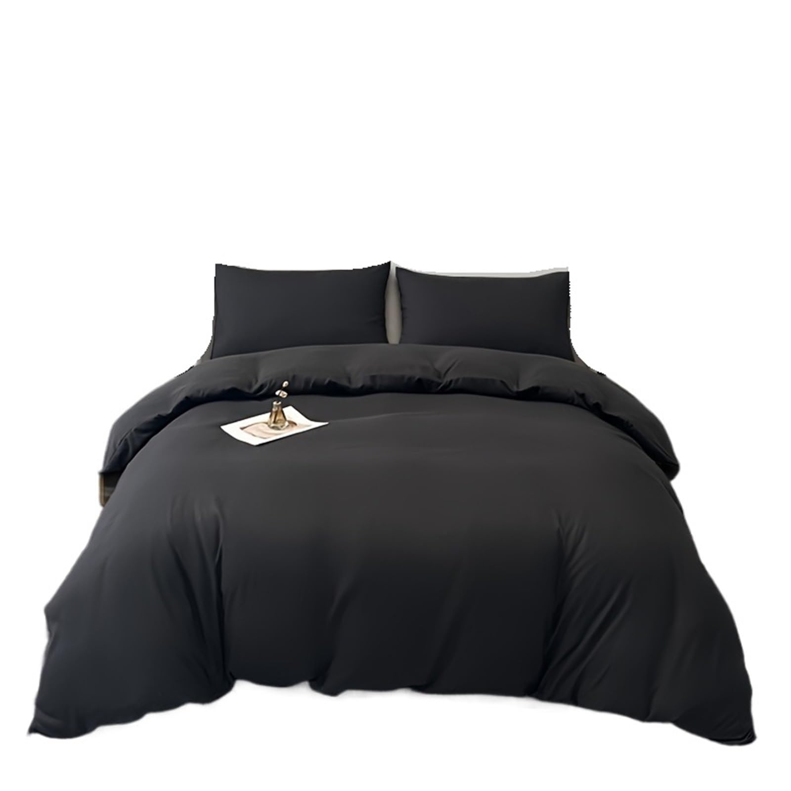 Housse de couette unie 240x220 cm avec 2 taies d'oreiller en polyester coloris 1