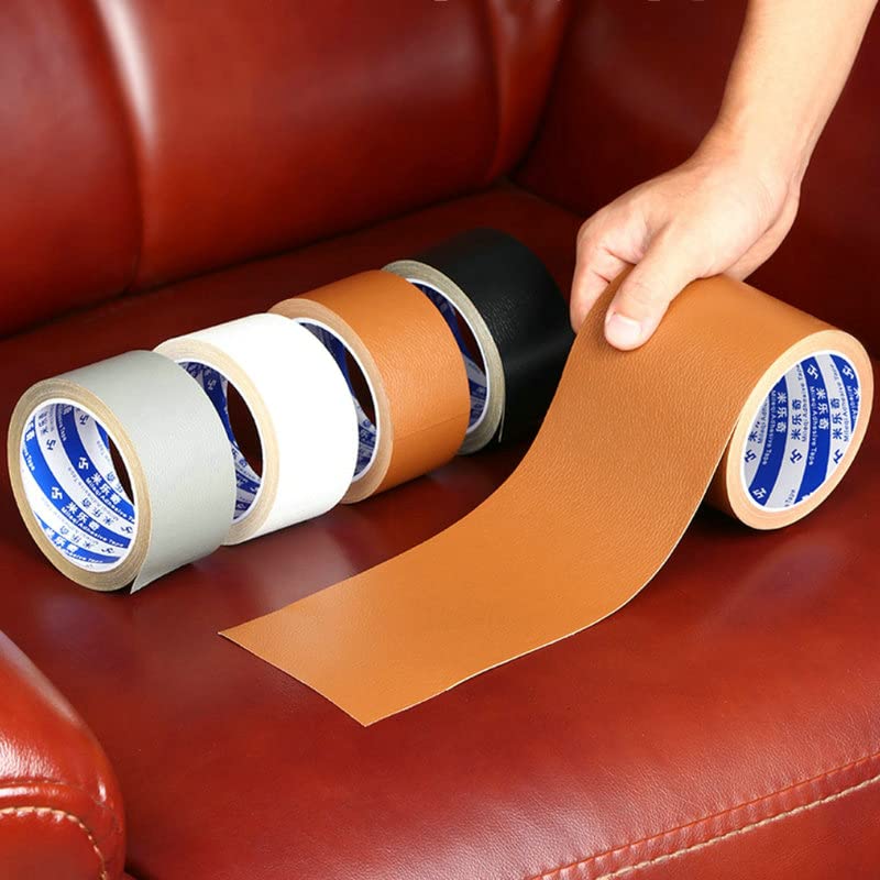 Sofa Repair Patches Self-Adhesive Repair Patch Stick/Glue On Furniture Car Seat Repairs Patch Fabric Fix Application for Leather (10CMX5M, Brown)