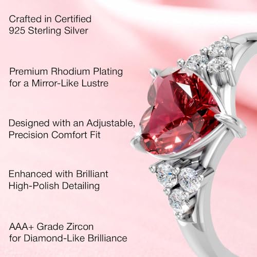 Image of Miss Highness 925 Silver Heart Promise Ring for Women | Stylish Adjustable Design | Trendy Silver Jewellery | With Authenticity Certificate | Gift for Girlfriend Wife | Office Wear Ring