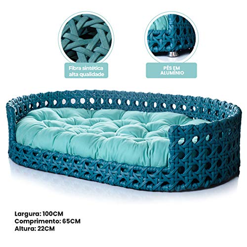 Cama Pet Cachorro Porte Grande Sintético 100x65Cm Fibra Sintética Hive Veludo Tiffany- BedFurPets