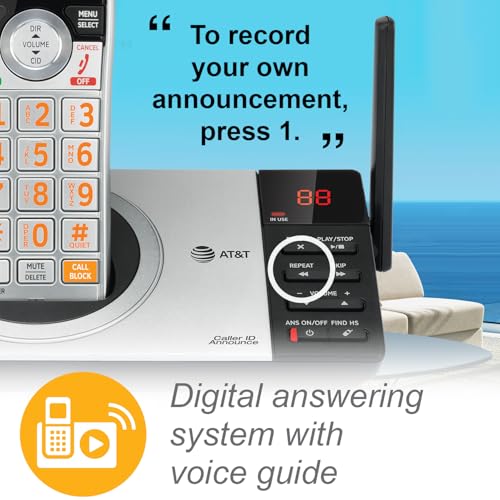Image of AT&T CL82407 DECT 6.0 4-Handset Cordless Phone with Smart Call Blocker, Answering Machine, Caller ID Announce, Long Range, Expandable, Silver /Black
