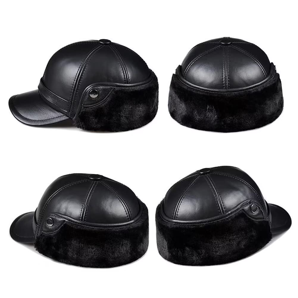 DongBao Cappellino con Paraorecchie Uomo - Berretto Baseball Cappello in Pelle Invernale Visiera, paraorecchie, Fodera Autunno/Inverno