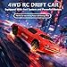Everbigmai RC Drift Car 1:24 Remote Control Car 4WD 15KM/H High Speed Racing Sport Car with LED Lights RC Cars Toy for Kids Boys Girls Adults Gifts Birthday Christmas Rechargeable Batteries
