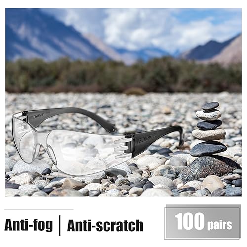 Image of Chumia 100 Pairs Safety Glasses Bulk Clear Protective Eyewear Scratch Resistant Safety Glasses for Men Workshop Lab Group