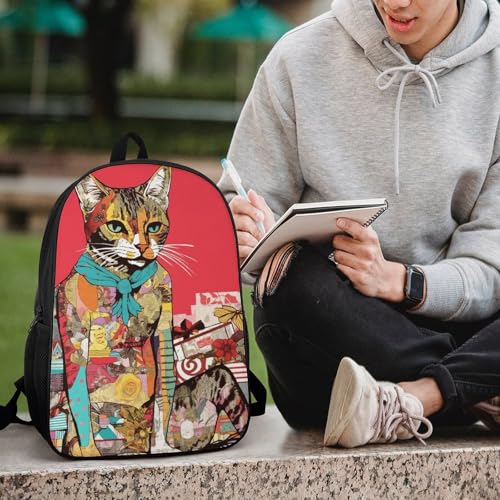 Mochila de hombro impermeable con diseño de gato miniatura 6