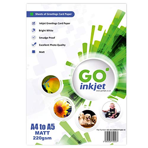Carte de vœux vierge Mat A4 papier pour imprimante à jet d'encre 220 g/m² 10 feuilles par Go Jet d'encre Cover