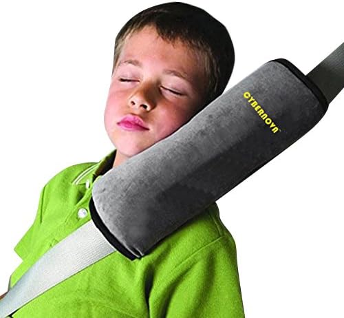 CYBERNOVACar Vehicle Seat Belt Harness Shoulder Pad Cover Cushion Head Support for Kids Baby (Gray)