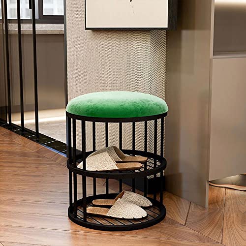 Tabouret de vanité vert et noir pour coin coiffeuse