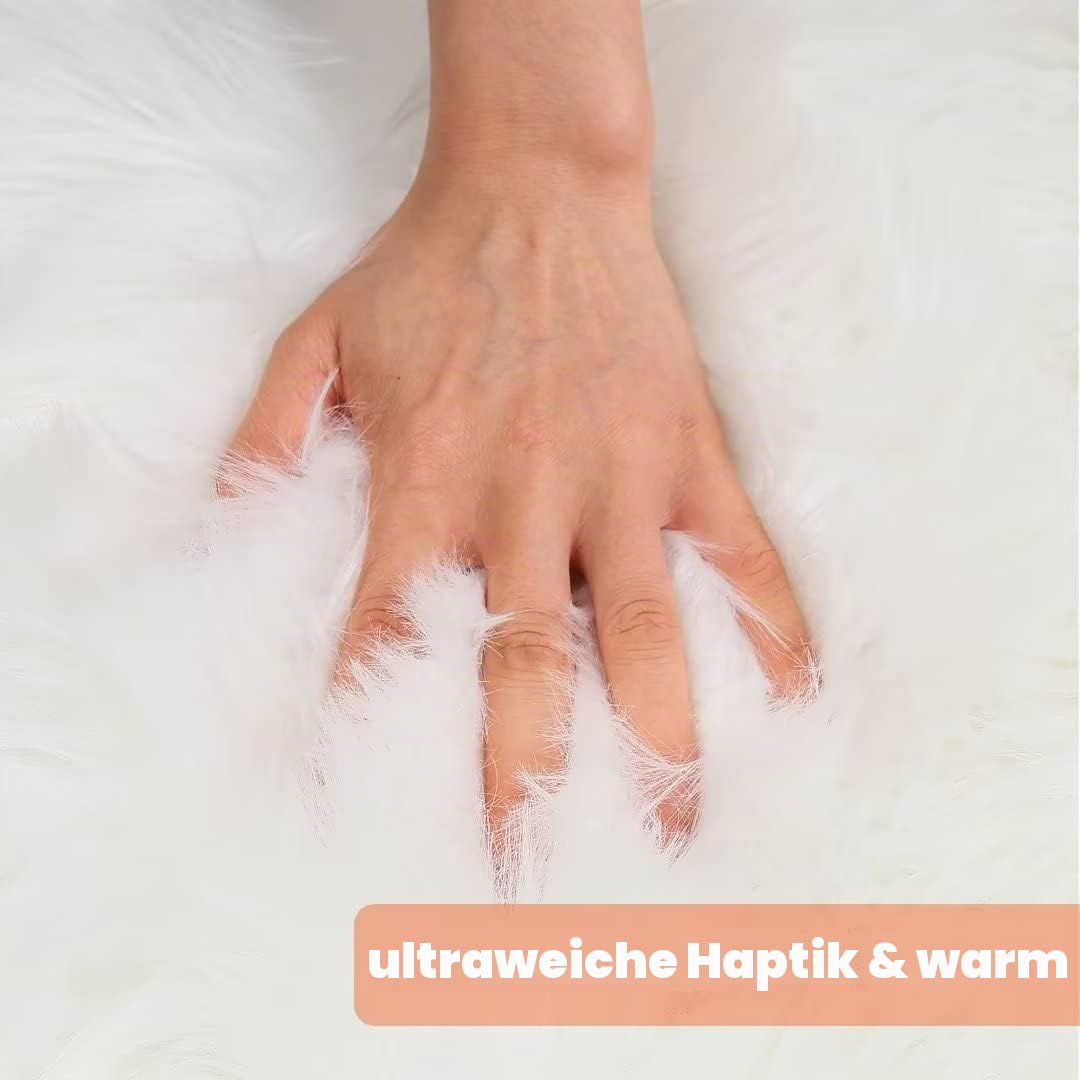 Faux Lammfell Schaffell Teppich Kunstfell Dekofell in Super weich Lammfellimitat Longhair Fell Optik Nachahmung Wolle Bettvorleger Sofa Matte für Schlafzimmer Kinderzimmer