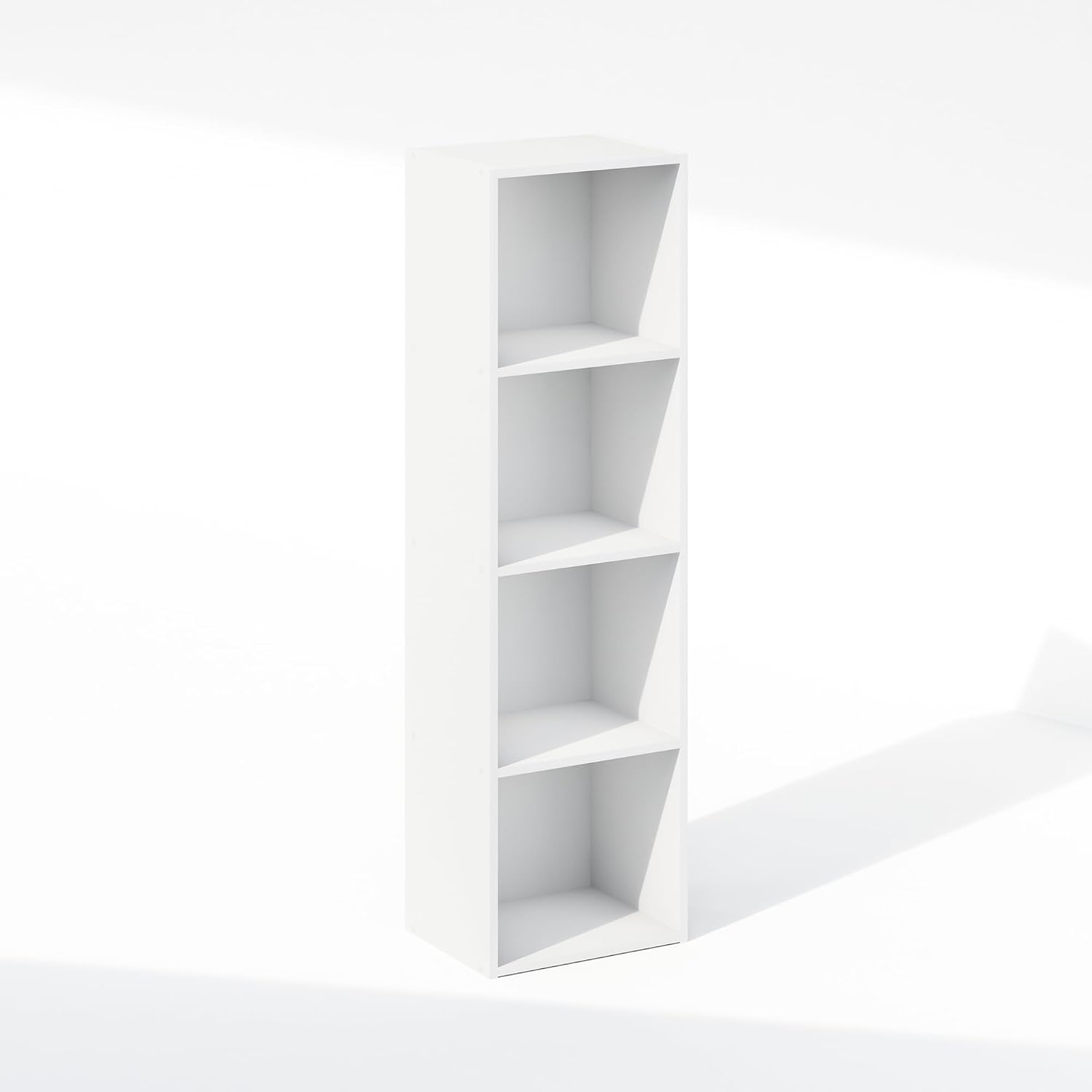 Furinno Reed Closet Organizers and Storage, 4-Tier Closet Organizer, Open Shelf Closet Storage, for Wardrobe, Bedroom, Living Room, White