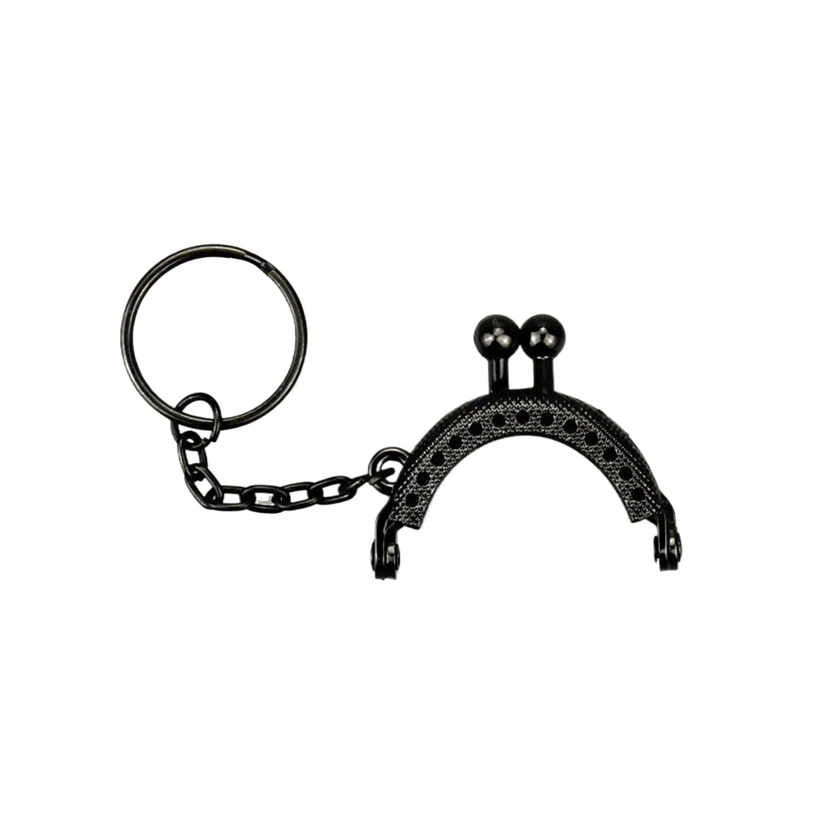 PVUVTNAHW 20Pcs 4cm Bronze/Silver/Golden/GunBlack Half Round Metal Purse Frame Kiss Clasp Lock With Key Ring Bag Accessories(Gunblack)