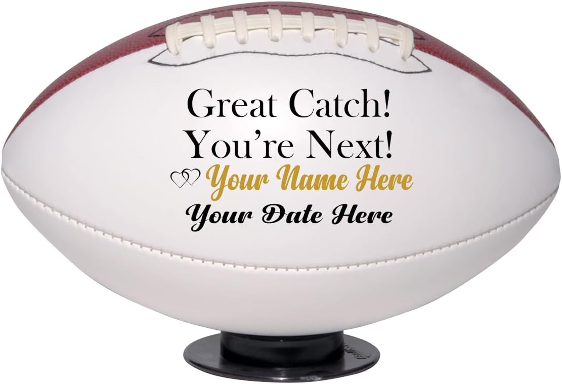 Custom Great Catch You’re Next Football for Wedding Garter Toss, Wedding Game, Wedding Reception, Wedding Favor | Personalize Football with Mr & Mrs Couple Names and Wedding Date