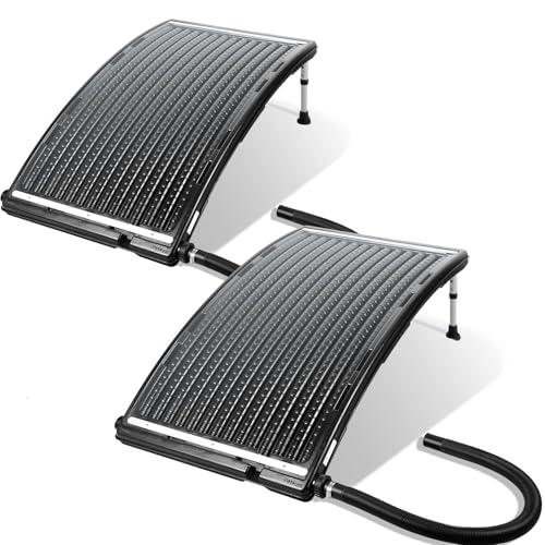 Herrselsam Poolheizung Solar 2 Sets, Solarheizung Pool 113 x 69 x 35 cm, Sonnenkollektor Pool Anschluss Ø 32-40mm, Höhenverstellbar Pool Heizungen Solar für Schwimmbad, Gartendusche