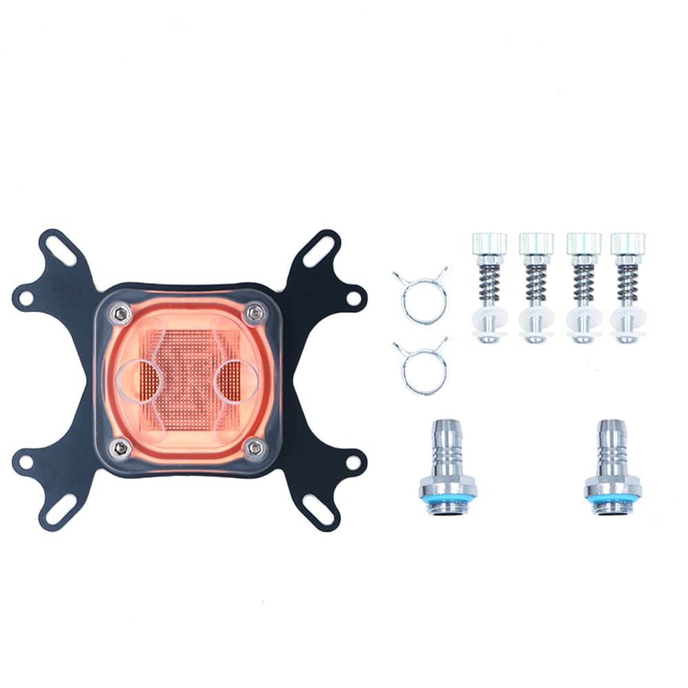 Enfriador de agua para CPU G1/4, base de cobre de 50 mm, bloque de agua universal para CPU, 5 x 5 x 3 cm, compatible con escritorio