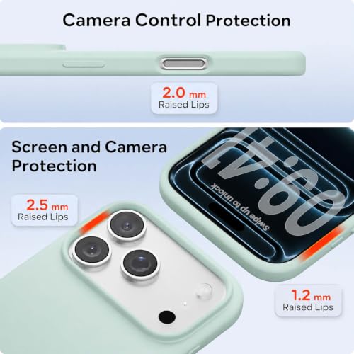 Image of DIZORO Compatible with iPhone 17 Pro Max / 18 Pro Max Case, Liquid Silicone 3 Layers Full Covered Soft Gel Rubber Phone Case,Shockproof Protective Cover with Anti-Scratch Microfiber Lining- Mint