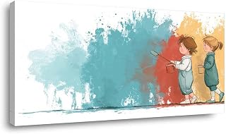 ZESTRILIA Children Painting Canvas Wall Art for Living Room Office Contemporary Calming Colorful Canvas Artwork Kids Bedroom Room Decor