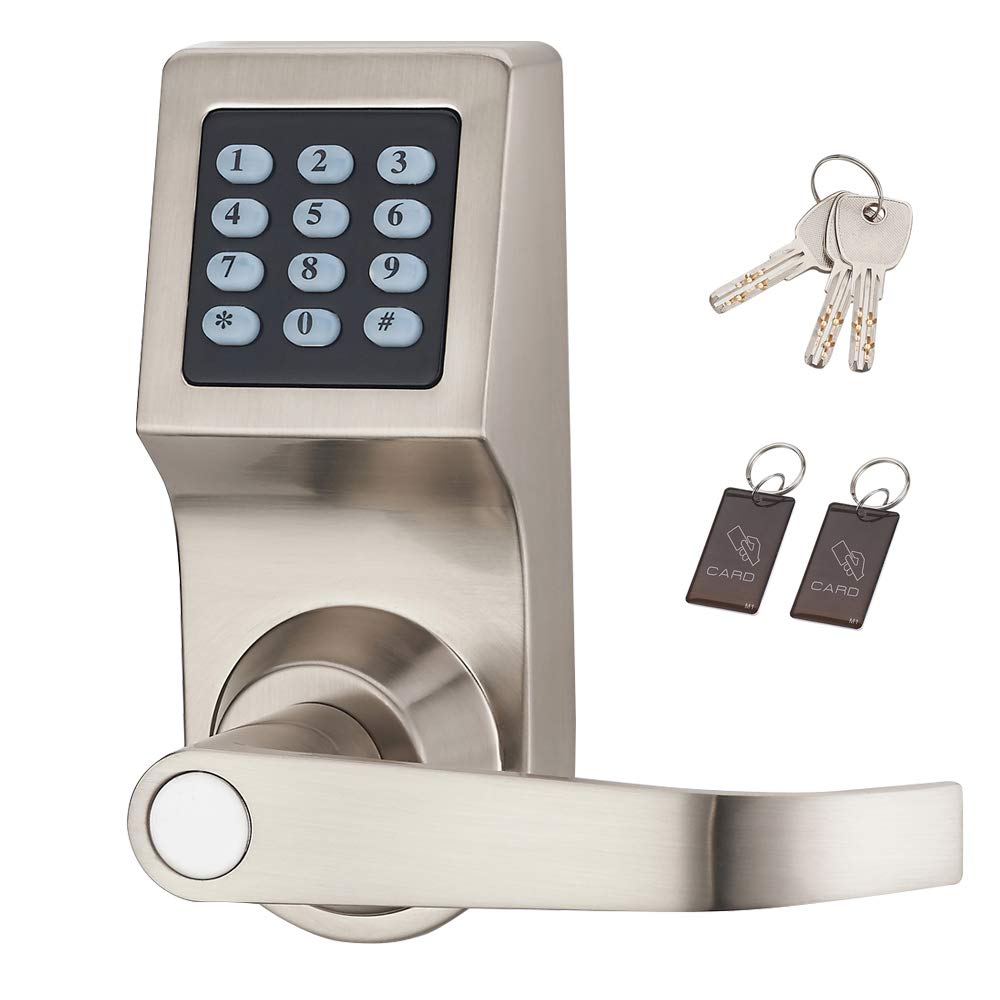 HENYIN Digital Door Lock,Unlock with Card,Code & Kyes,Handle Direction Reversible (HY6300)