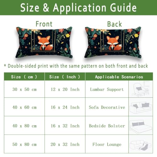 Housse de coussin renard 40x80 avec impression recto-verso durable - 3
