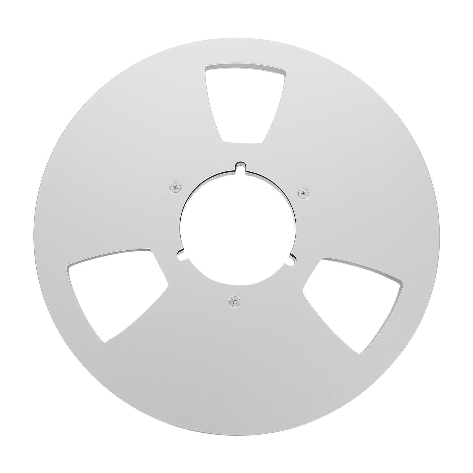 Carrete Vacío de 10 Pulgadas, Metal Plata, Diseño de 3 Orificios