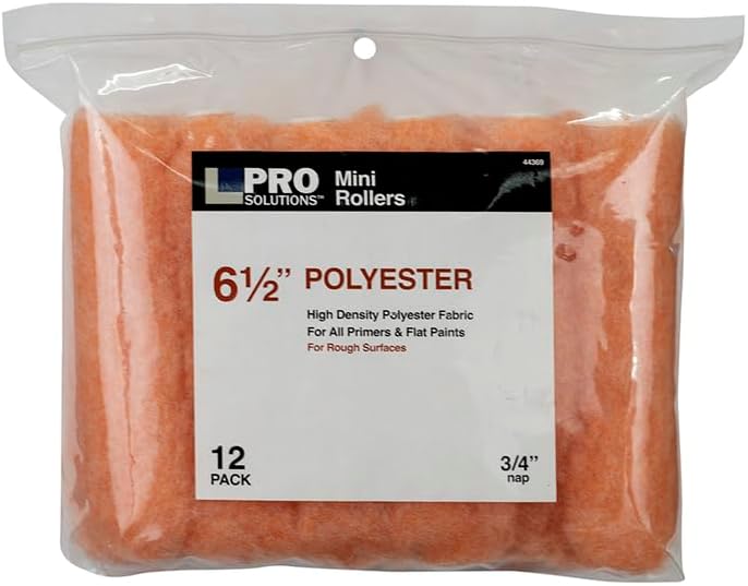 6-1/2” x 3/4” Nap Pro Solutions 44369 Pink Polyester Mini-Roller Cover, 12-Pack