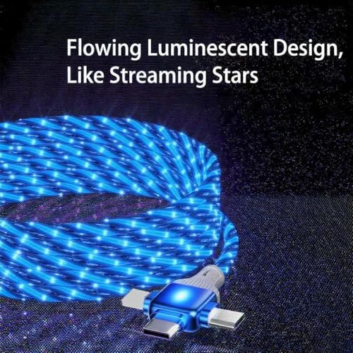 Image of 6 Combinations Multi Ports USB Charger Cable USB A /USBC to Micro USB /Type C PD Fast Charging Cord Light Up LED Starry Current to be a Night Light Compatible with Most of devices-39 inches Blue.