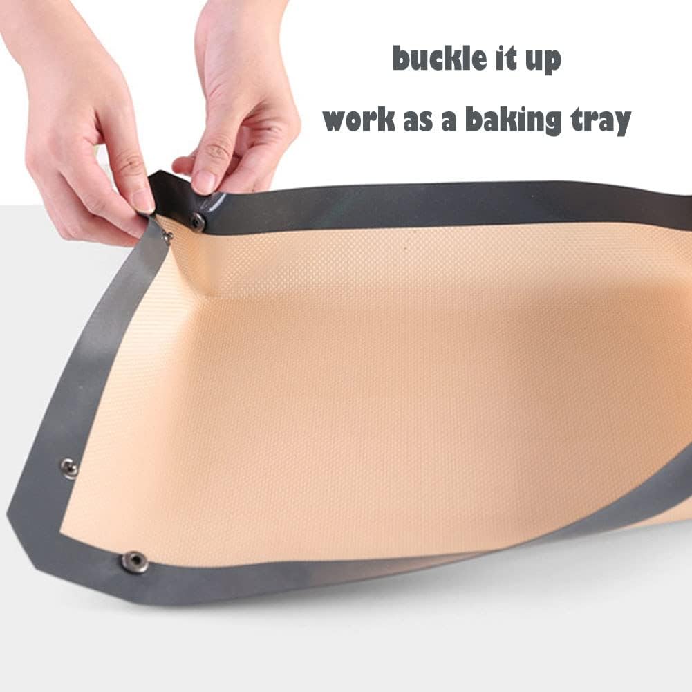 CANDeal 1 PC Silicone Fiber Baking Mat with Buckle, No Leak & Non Stick, Corners Snap Together to Form Leakproof Baking Tray, Oven Liner (16.5x11.6 inch(42x29.5cm)) image 5