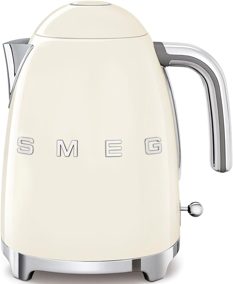 50's Retro Style 7 Cup Electric Water Kettle with Automatic Shutoff, Removable Base, and Water Indicator, KLF03CRUS, Cream