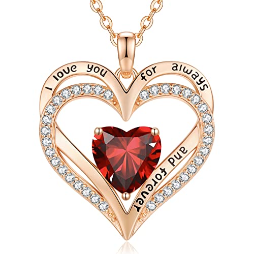 Cde Forever Love Heart Necklaces For Women Girls Rose Gold 925 Sterling Silver Birthstone Pendant Necklace With Cubic Zirconia Christmas Birthday Anniversary Valentine's Day Jewelry Gifts For Wife #TOP10