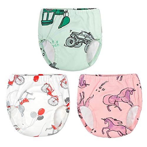 YuanDian Bebe Calzones de Entrenamiento Calzoncillos Aprendizaje Impermeable Reutilizable Ropa Interior Bragas Pañales de Aprendizaje Coche + Chica + Caballo Cuerno Paquete de 3 80CM/12KG