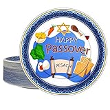 EPHYO 50 Count Passover Seder Plates 9 in Disposable Paper Dinner Dessert Salad Cookies Party Plates