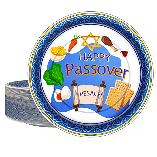 Ephyo 50 Count Passover Seder Plates 9 In Disposable Paper Dinner Dessert Salad Cookies Party Plates For Pesach Seder Passover Decorations Dinnerware Kids Party Supplies #TOP10