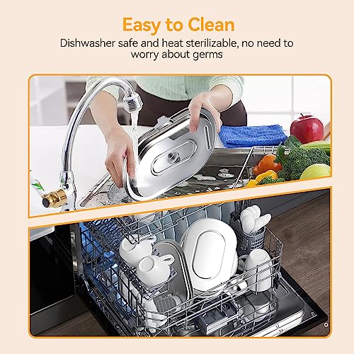 Cat Water Fountain Stainless Steel, Pet Water Fountain with ๐ช๐ฎ๐๐ฒ๐ฟ ๐๐ฒ๐๐ฒ๐น ๐ช๐ถ๐ป๐ฑ๐ผ๐, ๐ญ๐ฌ๐ด๐ผ๐/๐ฏ.๐ฎ๐ Automatic Water Fountain for Cats Inside, Dog Fountain Dispenser with Filters