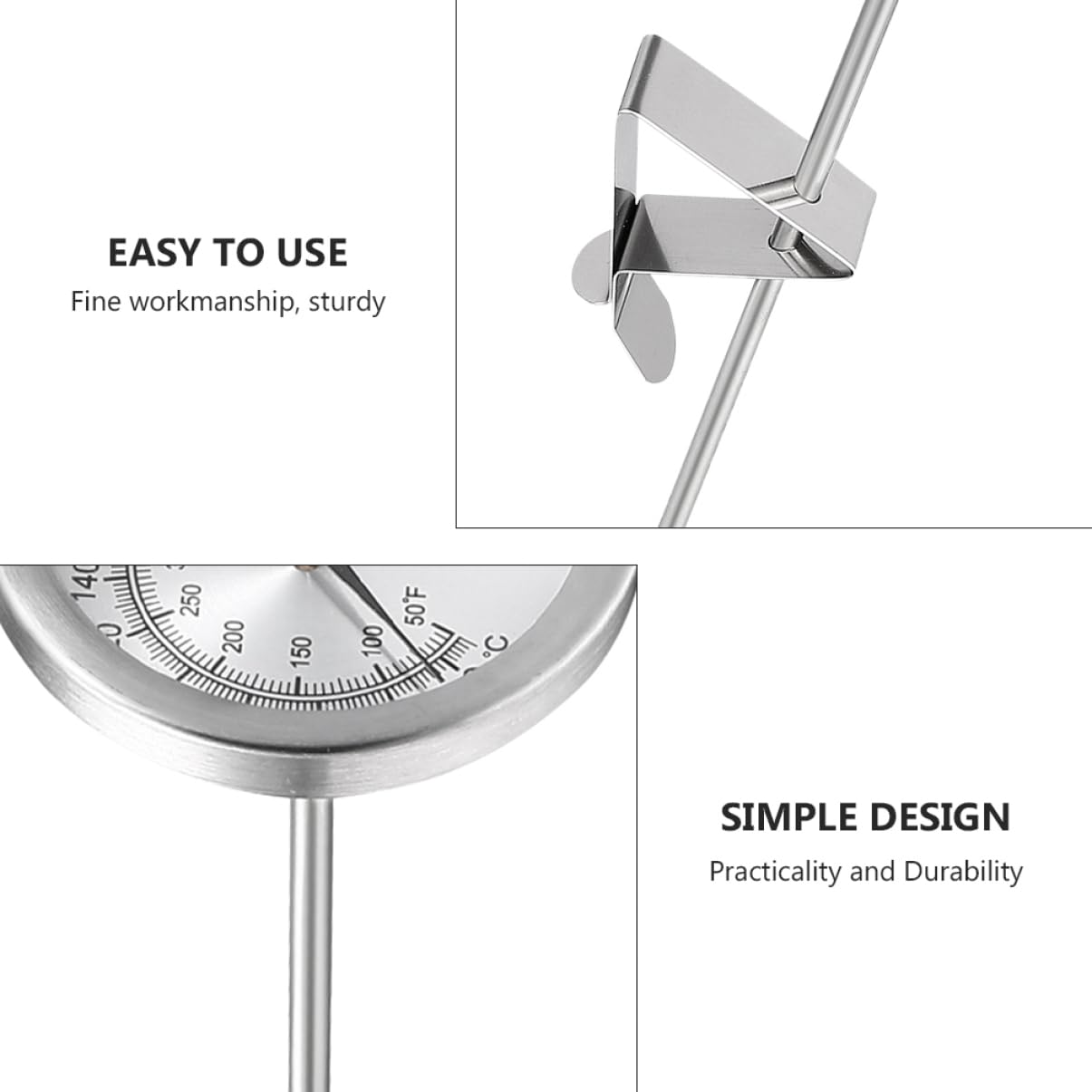 AUTSUPPL Oven Thermometer Meat Thermometer BBQ Grill Thermometer Cooking Temperature Probe Oil Temperature Reading Meter