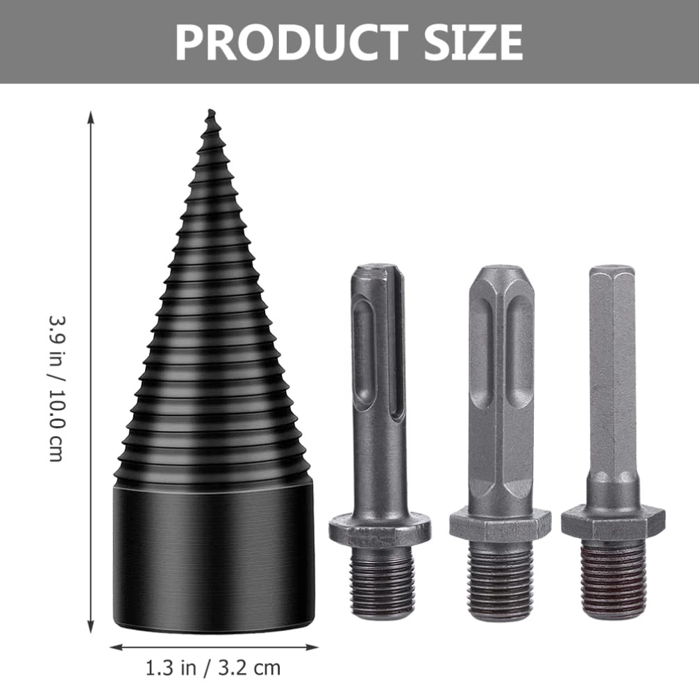 Angoily 1set Firewood Splitter Drill Bit Heavy Duty Woodworking Tool Acute Design for Efficient Log Splitting and Handle Connection Rods