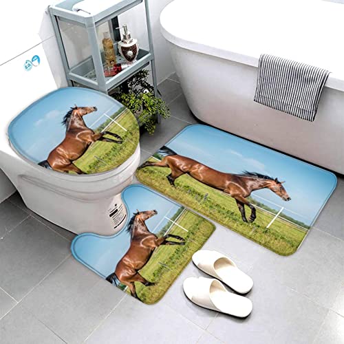 Zifarm Badematte rutschfeste 50x80 cm Pferd Badvorleger-Set 3D Sommer Braunes Pferd Mikrofaser Flanell Absorbierend… – Bild 5