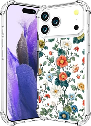 CCFUNCASE for iPhone 17 Pro & 18 Pro Case (White Red Blooms)