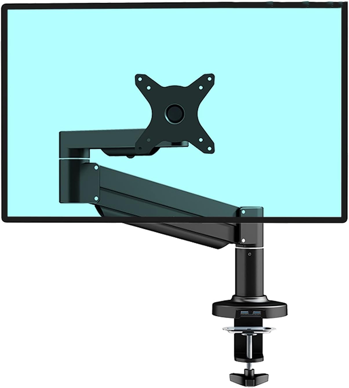 Monitor Arm Single Monitor Desk Mount Stand Tilt and Swivel Adjustable Aluminum Alloy Single Desk Arm Stand Monitor Stand with 2 USB3.0 Ports, 3 Colors Monitor Arm Monitors Bracket (Color : SIL