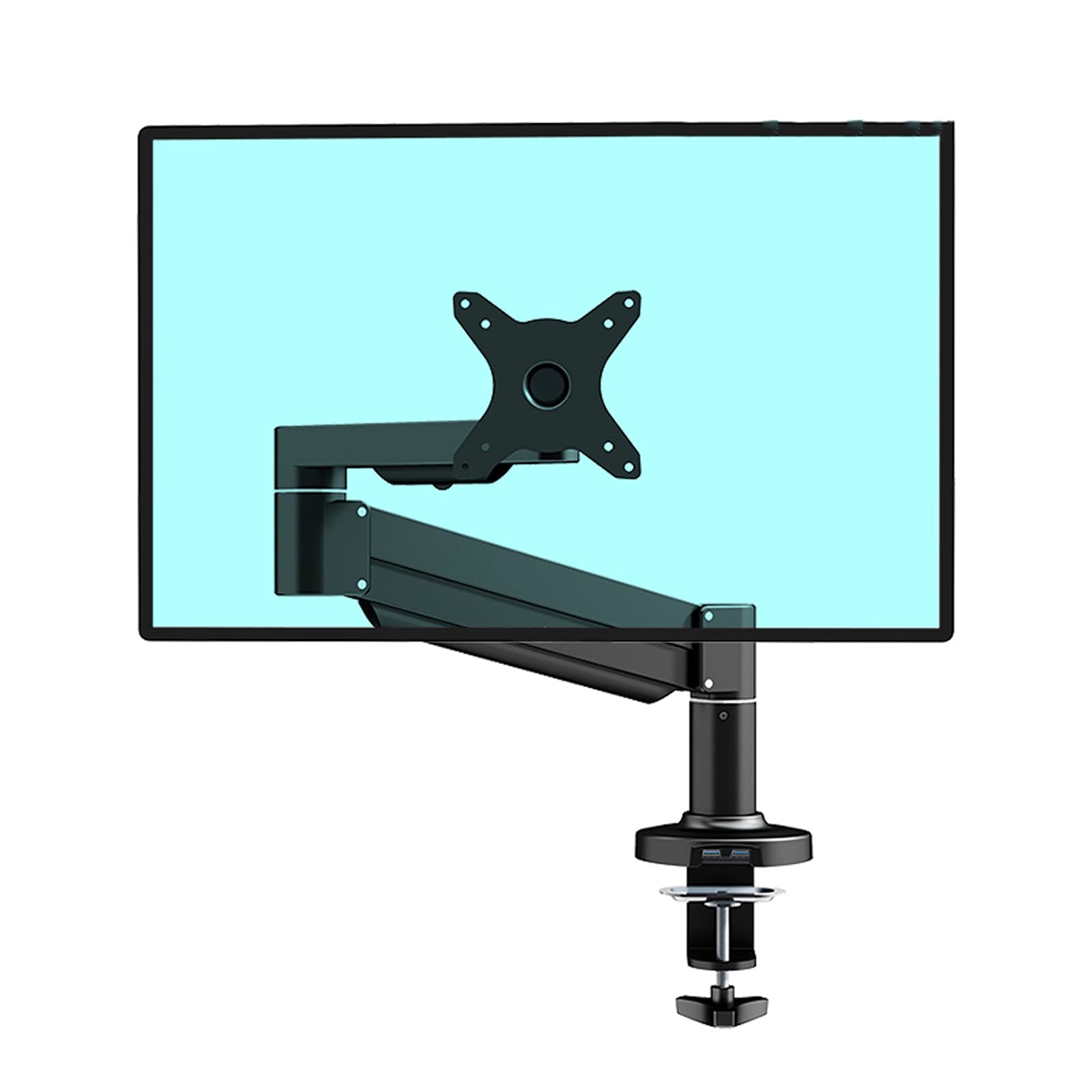Aioneer Monitor Arm Single Monitor Desk Mount Stand Tilt And Swivel Adjustable Aluminum Alloy Single Desk Arm Stand Monitor Stand With 2 Usb3.0 Ports, 3 Colors Monitor Mount Arm-Black-1-8kg