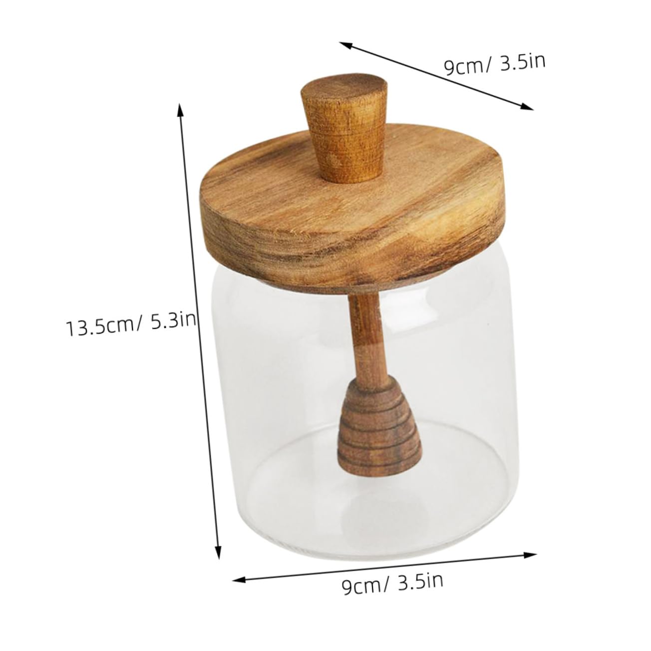 Hohopeti Honigglas mit Holz Dipper Transparenter Honigbehälter Luftdicht Aufbewahrung von Sirup für Küche und Tisch