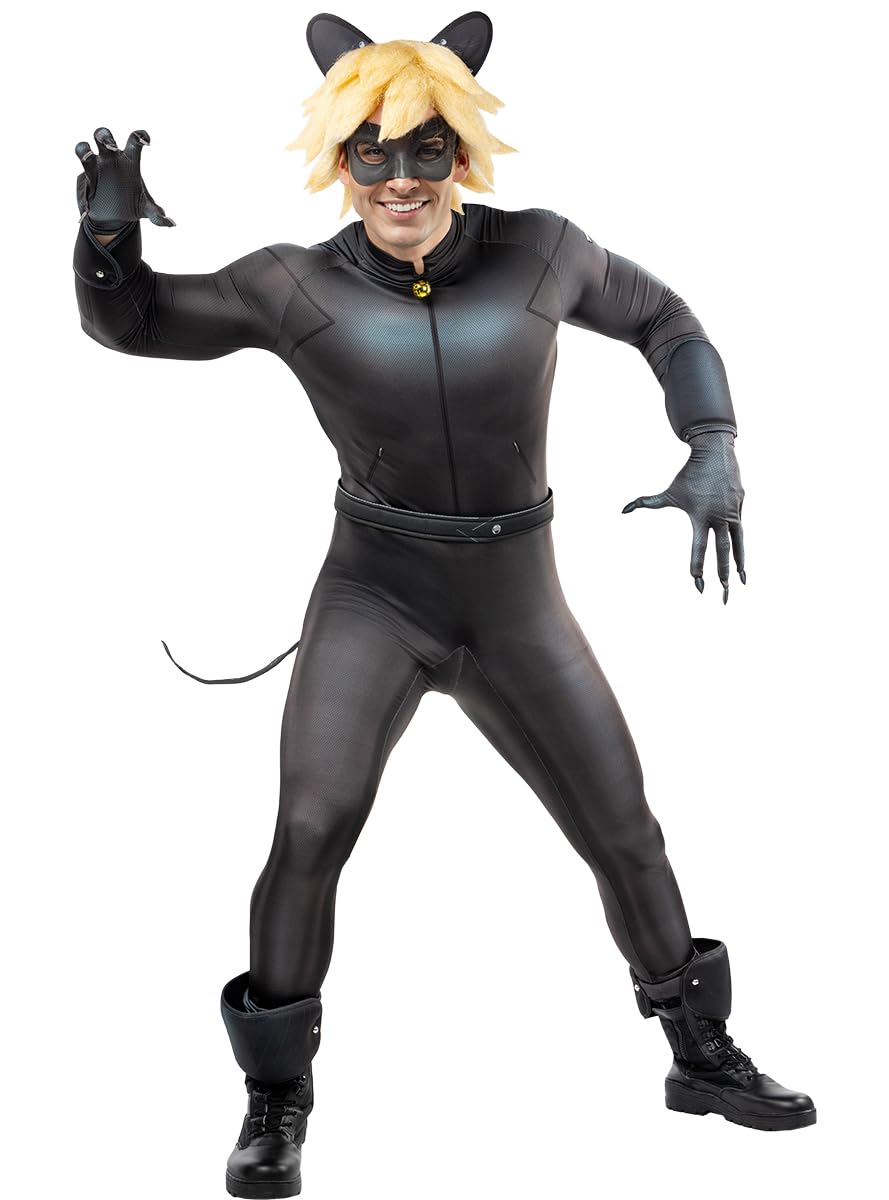 Funidelia Kostüm von Cat Noir für Männer - Ladybug für Herren, Offizielle Lizenz, Zeichentrickfilm, Ladybug - Verkleidung für Erwachsene für Partys, Karneval und Halloween