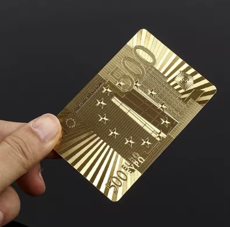 Goldfolie Pokerkarte Euro 500 Note Stil mit Kordelzugbeutel, Plastikspielkarten, wasserdicht, Partygeschenke – Bild 4